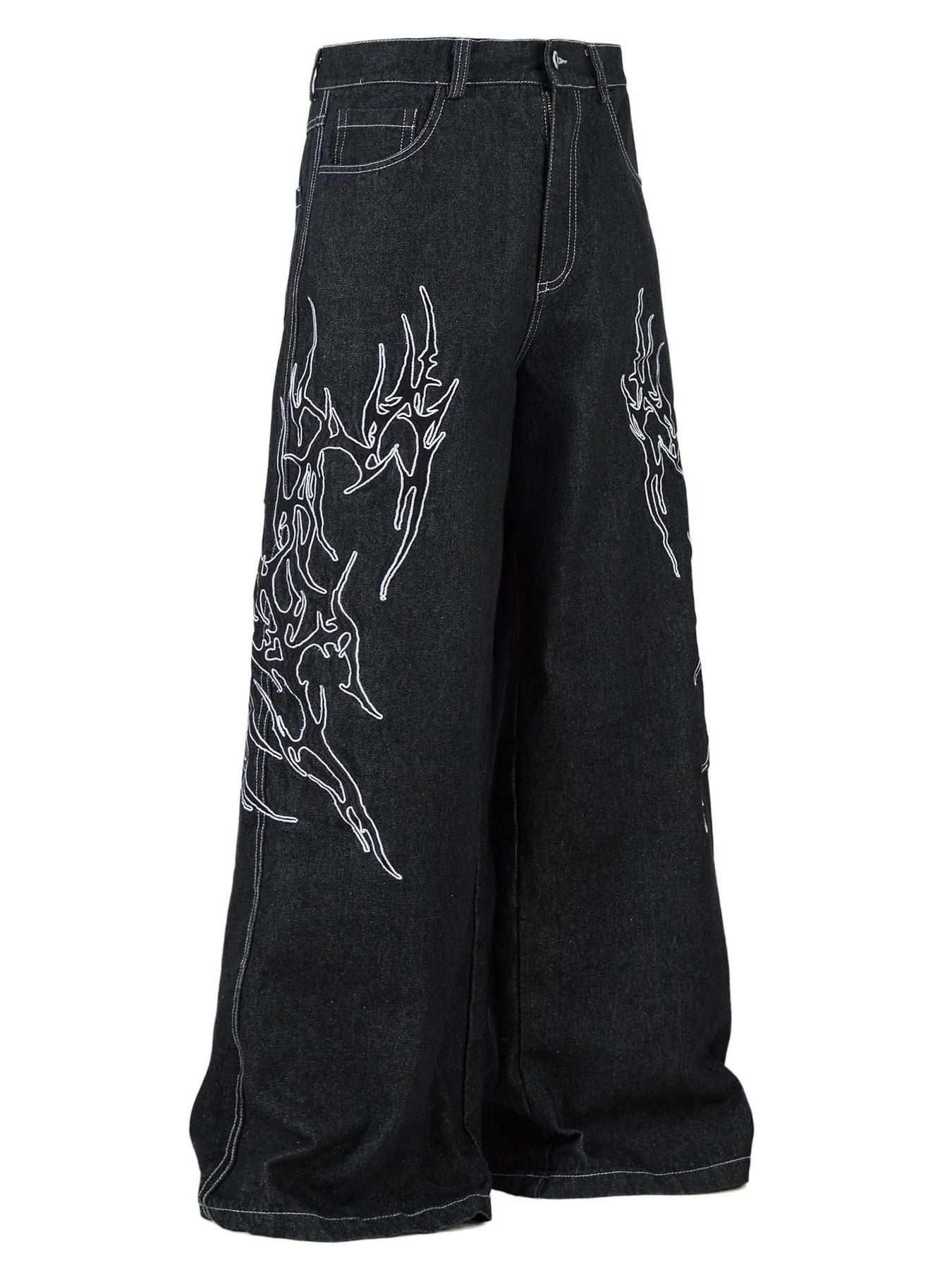 Herren Bestickte Weite Baggy-Jeans
