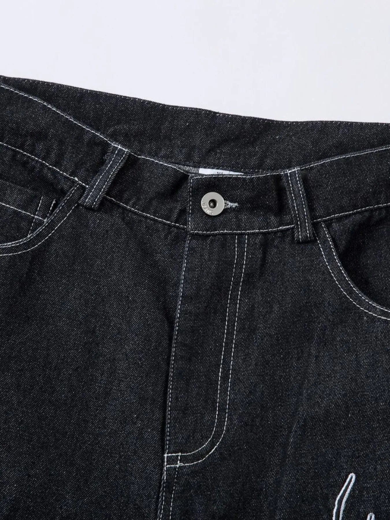 Herren Bestickte Weite Baggy-Jeans
