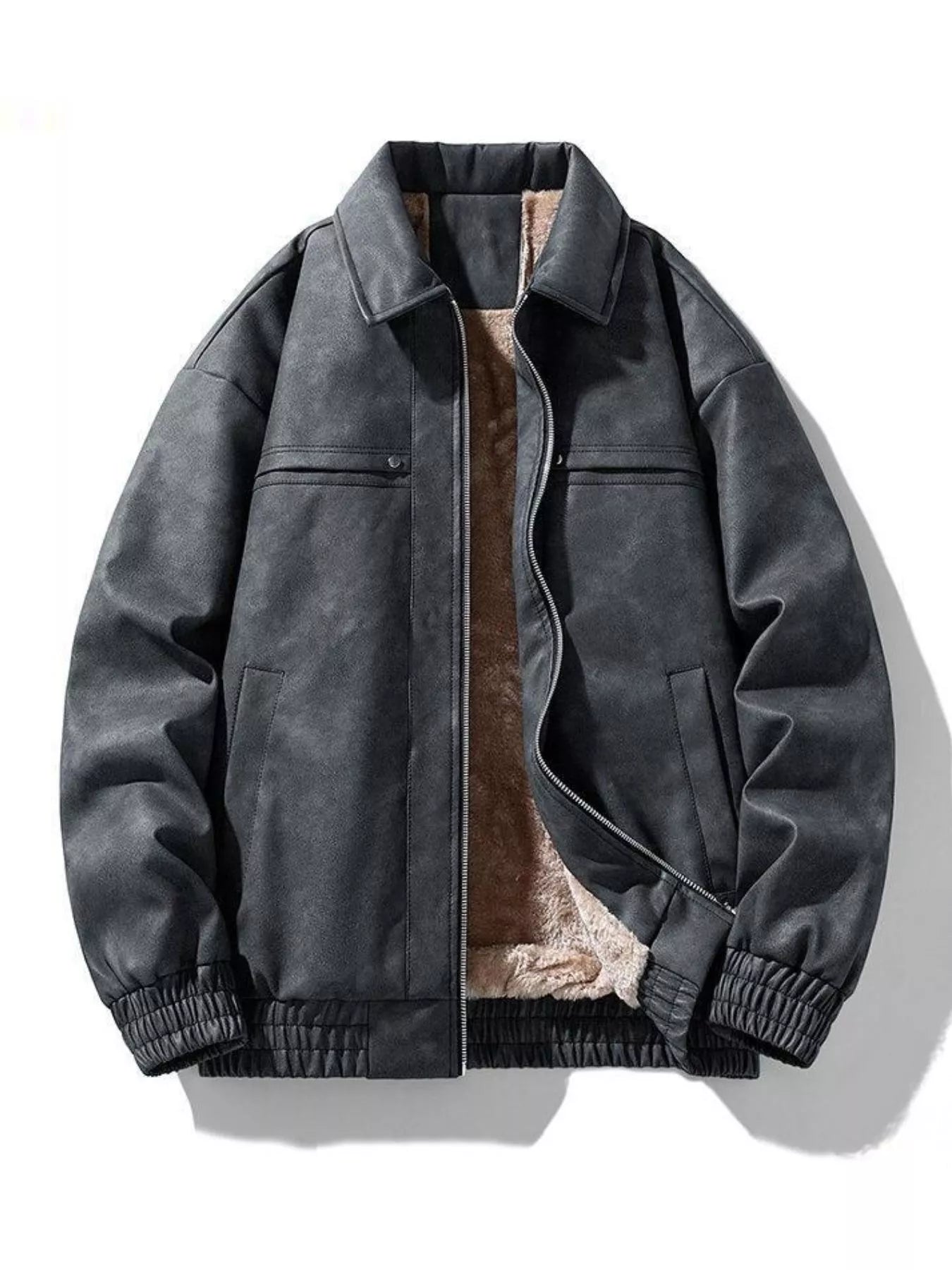 Herren Plus Size Fleecegefütterte Zip-Jacke
