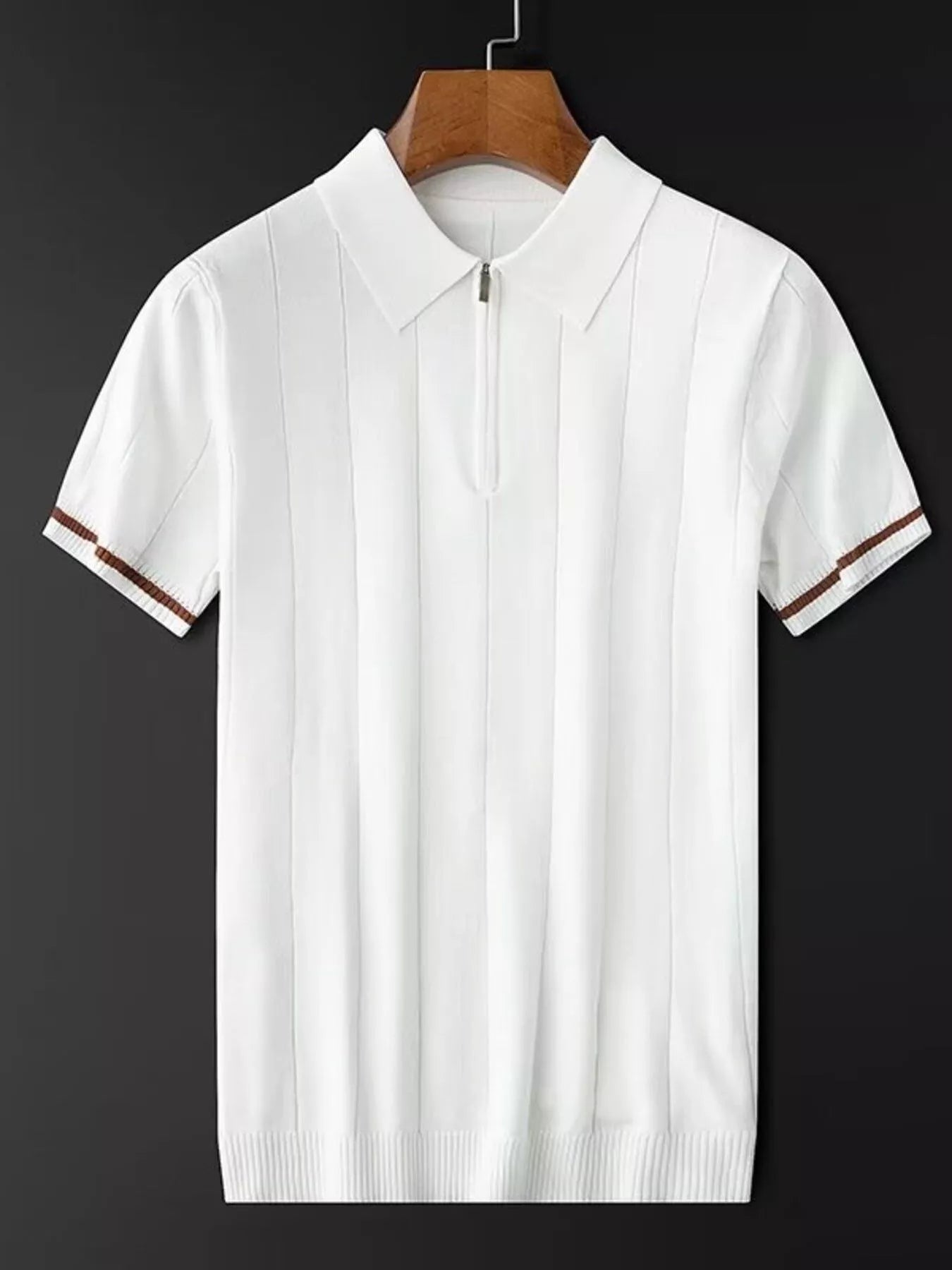 Herren Plus Size Kurzarm Polo mit Viertelreißverschluss