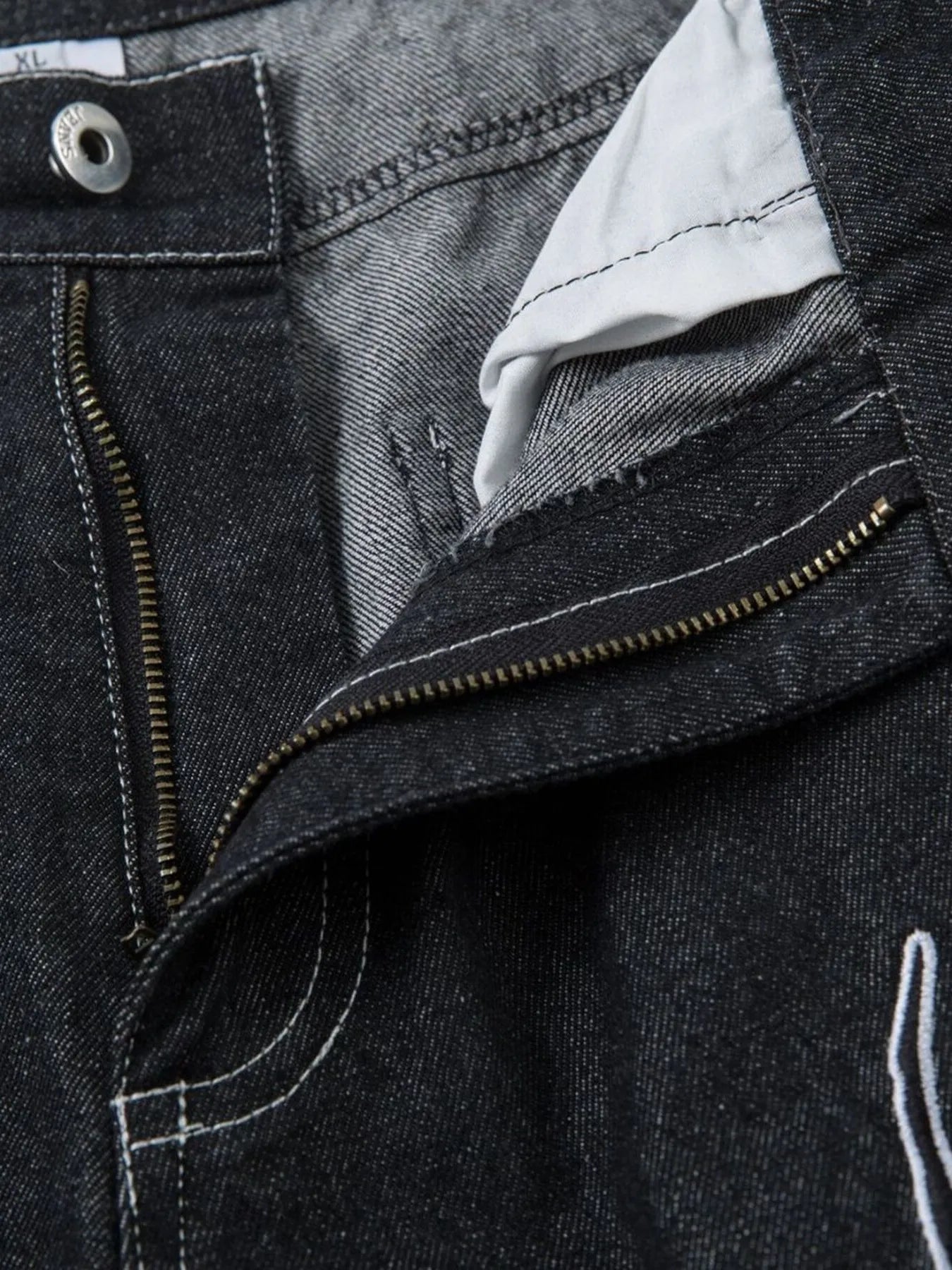 Herren Bestickte Weite Baggy-Jeans