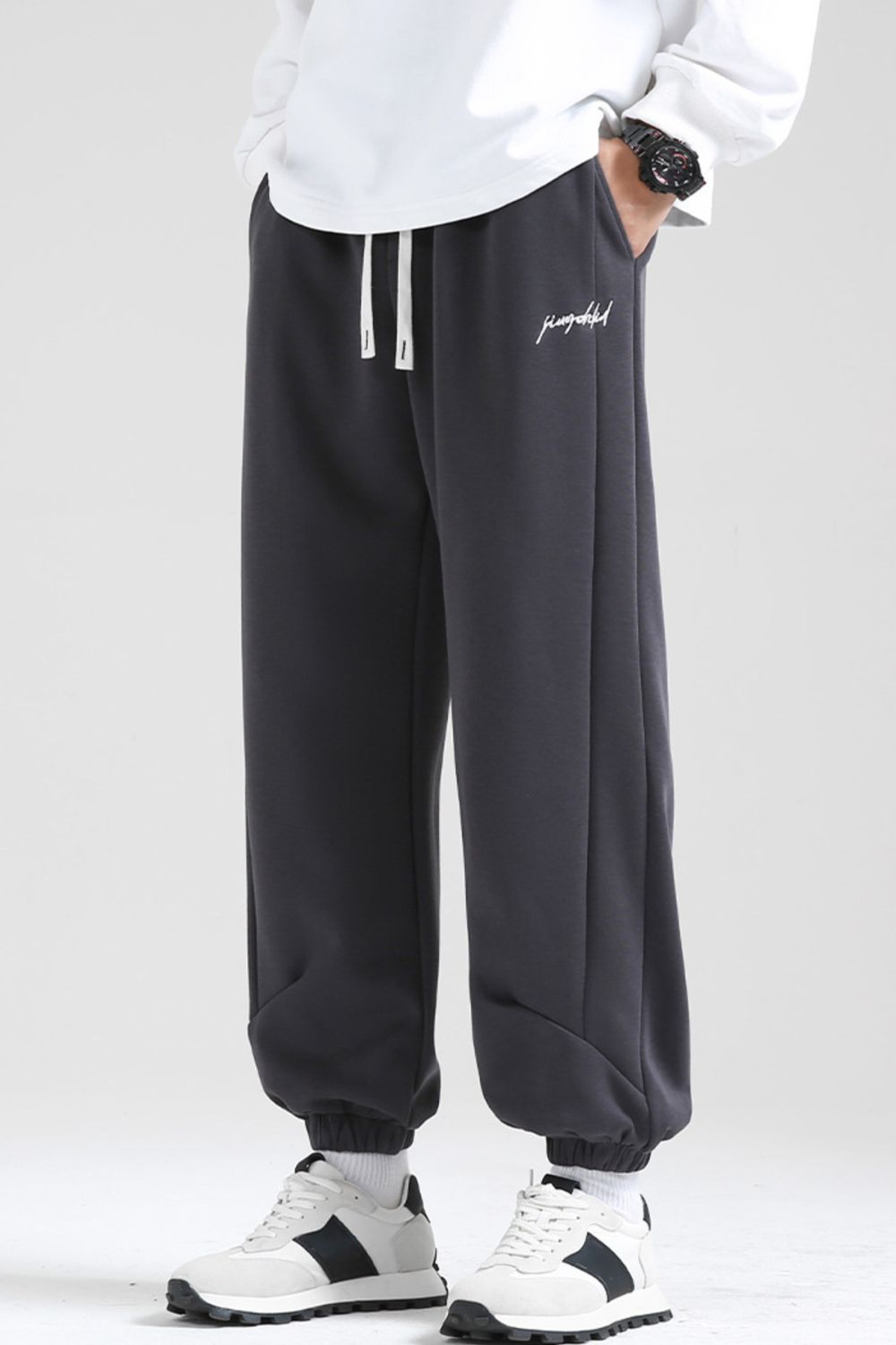 Herren Plus Size Lässige Lockere Passform Jogginghose mit Kordelzug