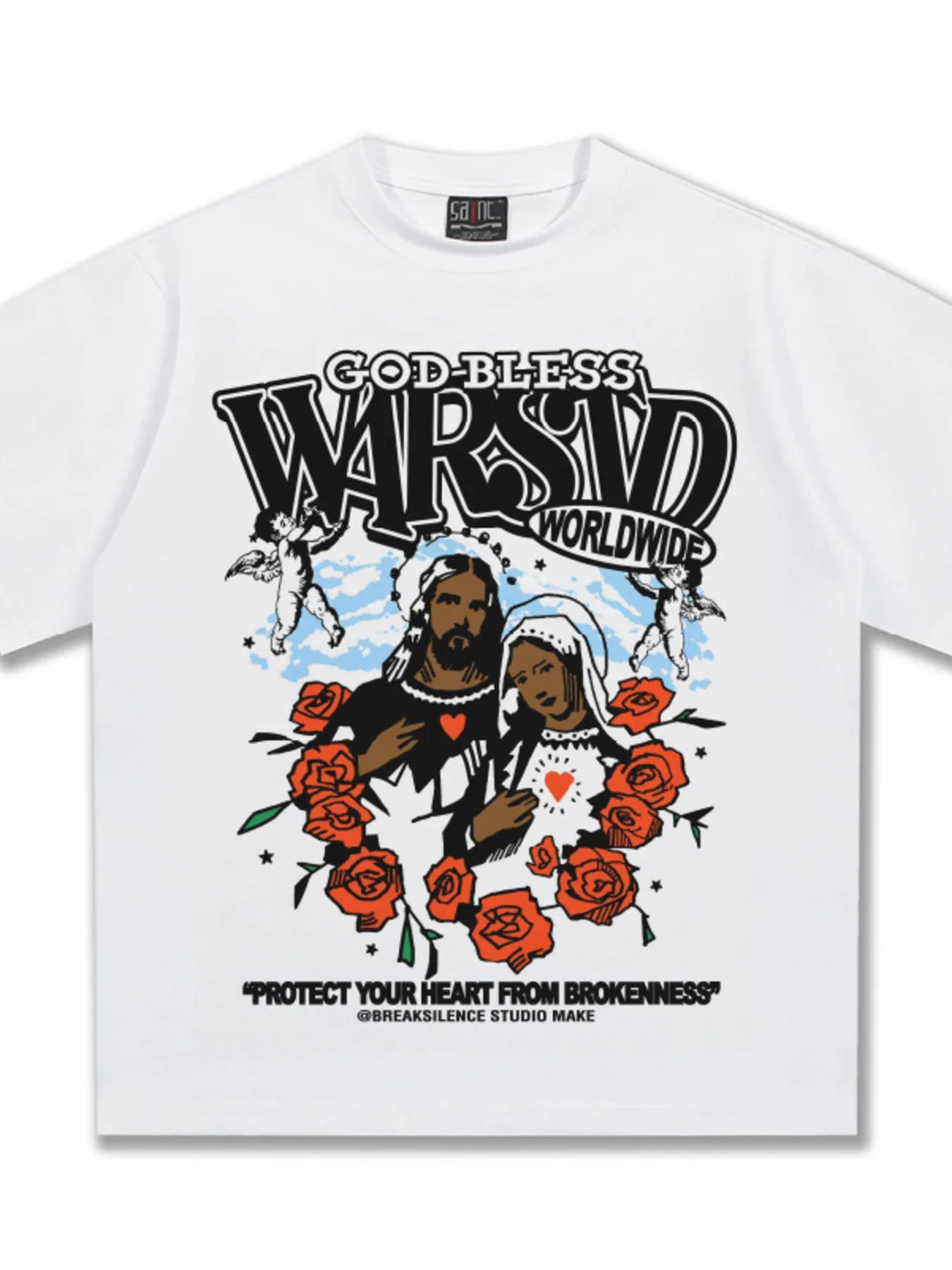 Herren T-Shirt mit Gott-sei-Dank Grafikdruck im Vintage-Waschstil
