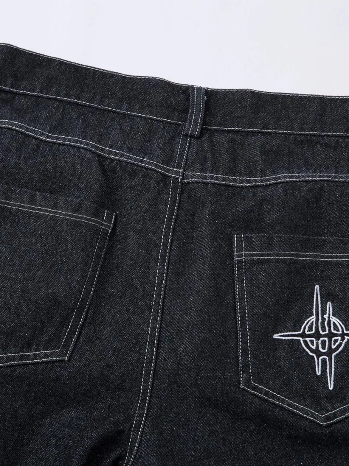 Herren Bestickte Weite Baggy-Jeans