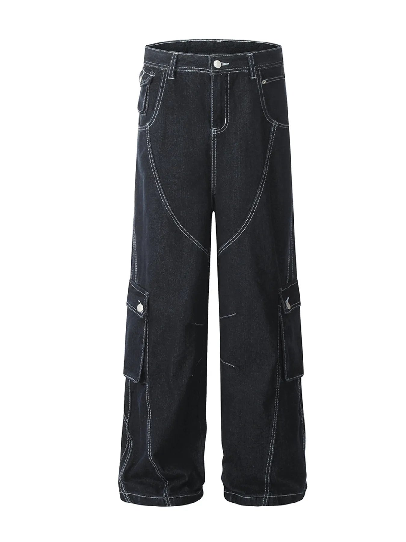 Herren Cargo Straight Jeans mit Kontrastnähten