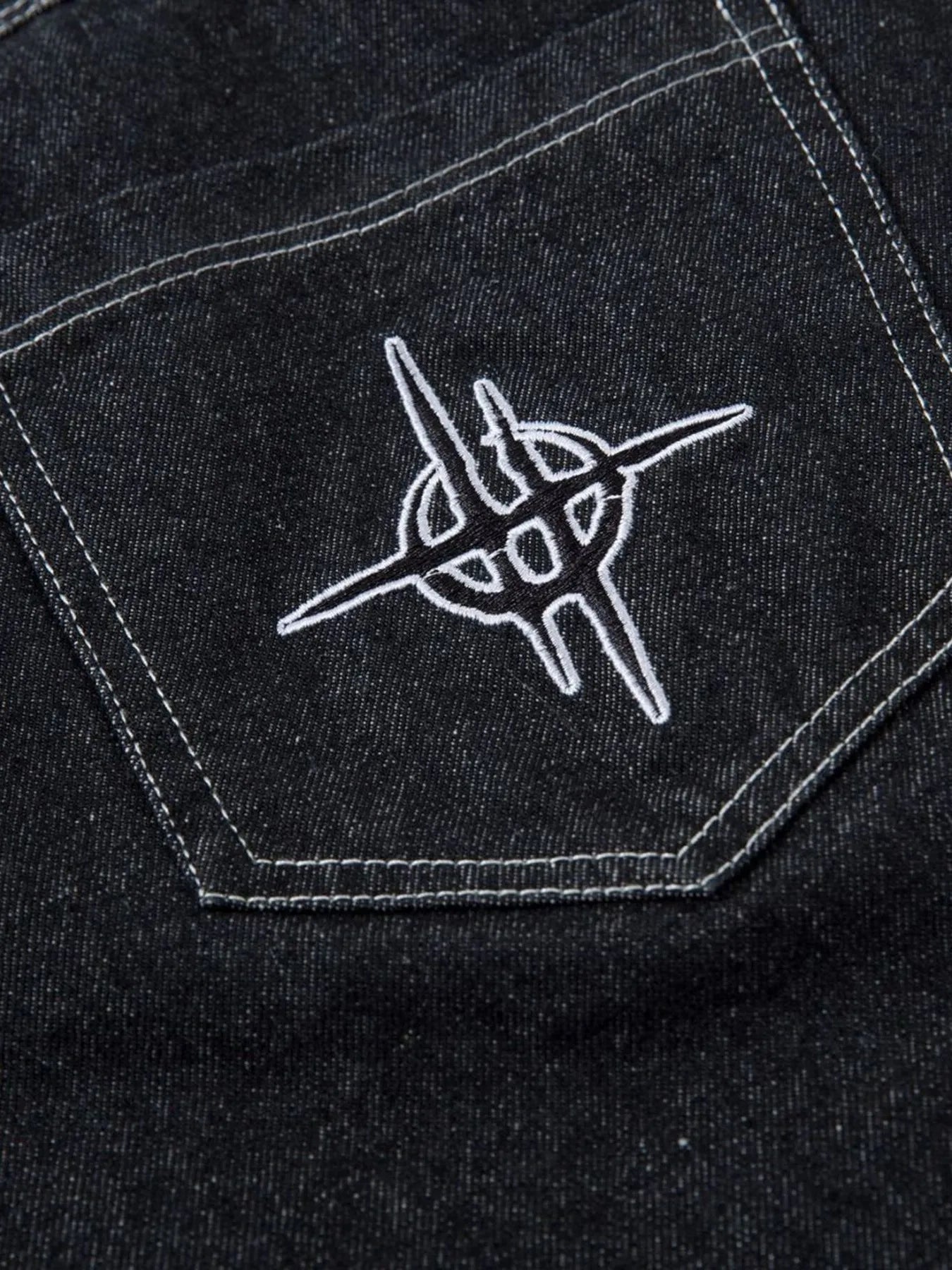 Herren Bestickte Weite Baggy-Jeans